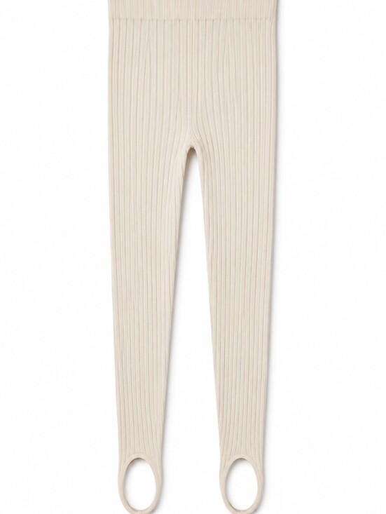 Zara Pants - Zara Limitless Contour Ribbed Stirrup Leggings Cream NWT XS/S Rare